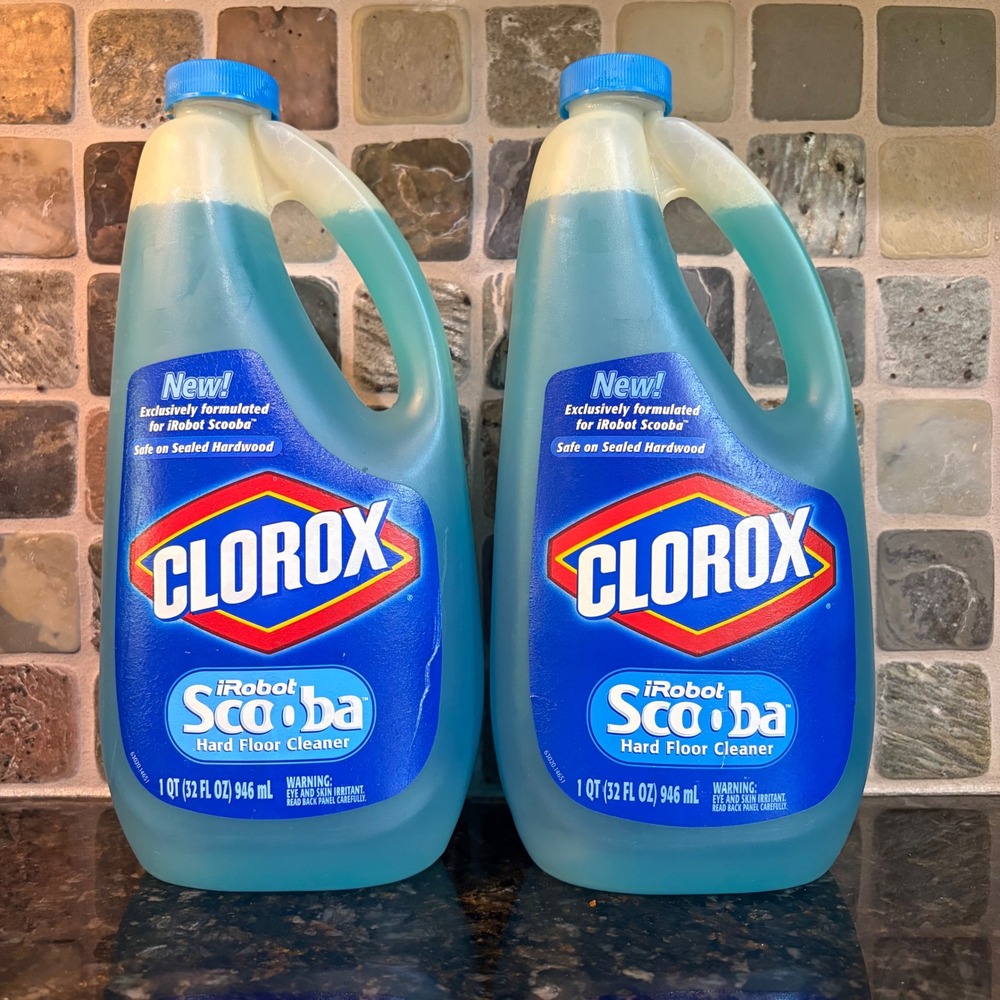 Lot of 2 Clorox iRobot Scooba Hard Floor Cleaner 32oz Sealed Hardwood 1 Quart
